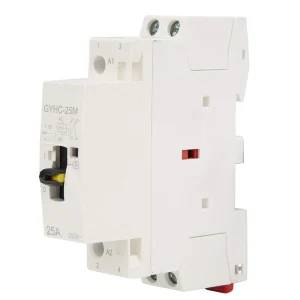 Yosoo Health Gear Contacteur Jour Nuit, Contacteur AC sur Rail Din 2P 25A 220V 50Hz, avec Interrupteur de Commande Manuel Remplacement des Appareils AC à Montage Din (2NO)