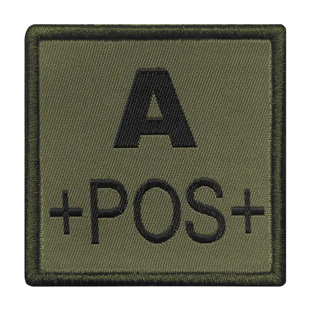 Patch groupe sanguin A+ brodé vert olive – Image 2