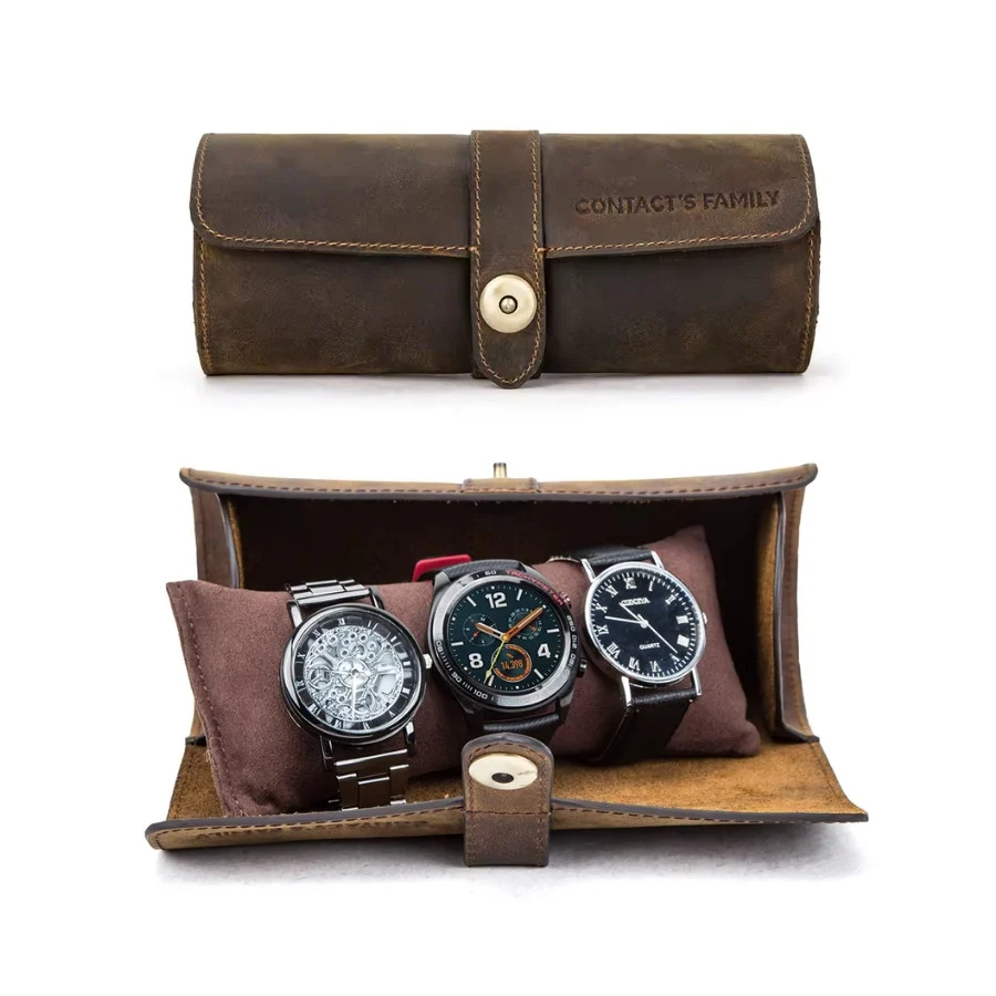 Boîte à Montres de Voyage en Cuir – 3 Montres
