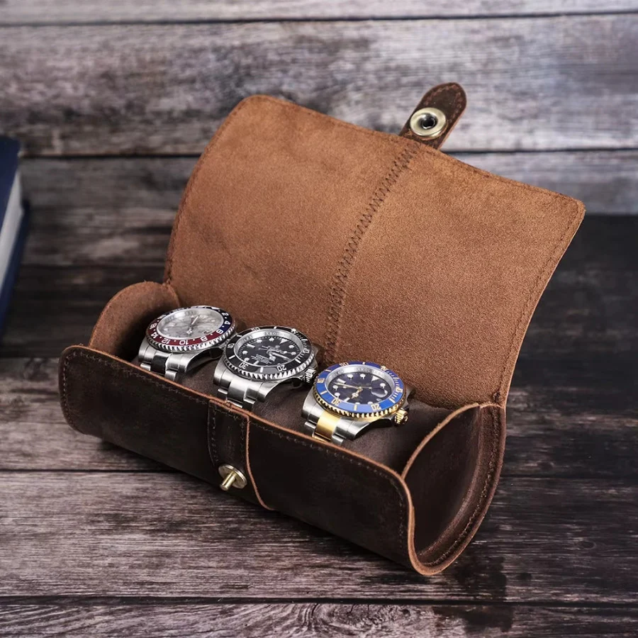 Boîte à Montres de Voyage en Cuir – 3 Montres – Image 3