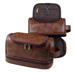 Trousse de Toilette Homme Cuir à Suspendre